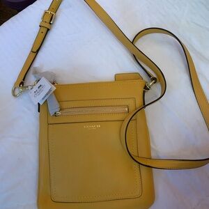 Coach Yellow Leather Crossbody Bag with Adjustable Strap